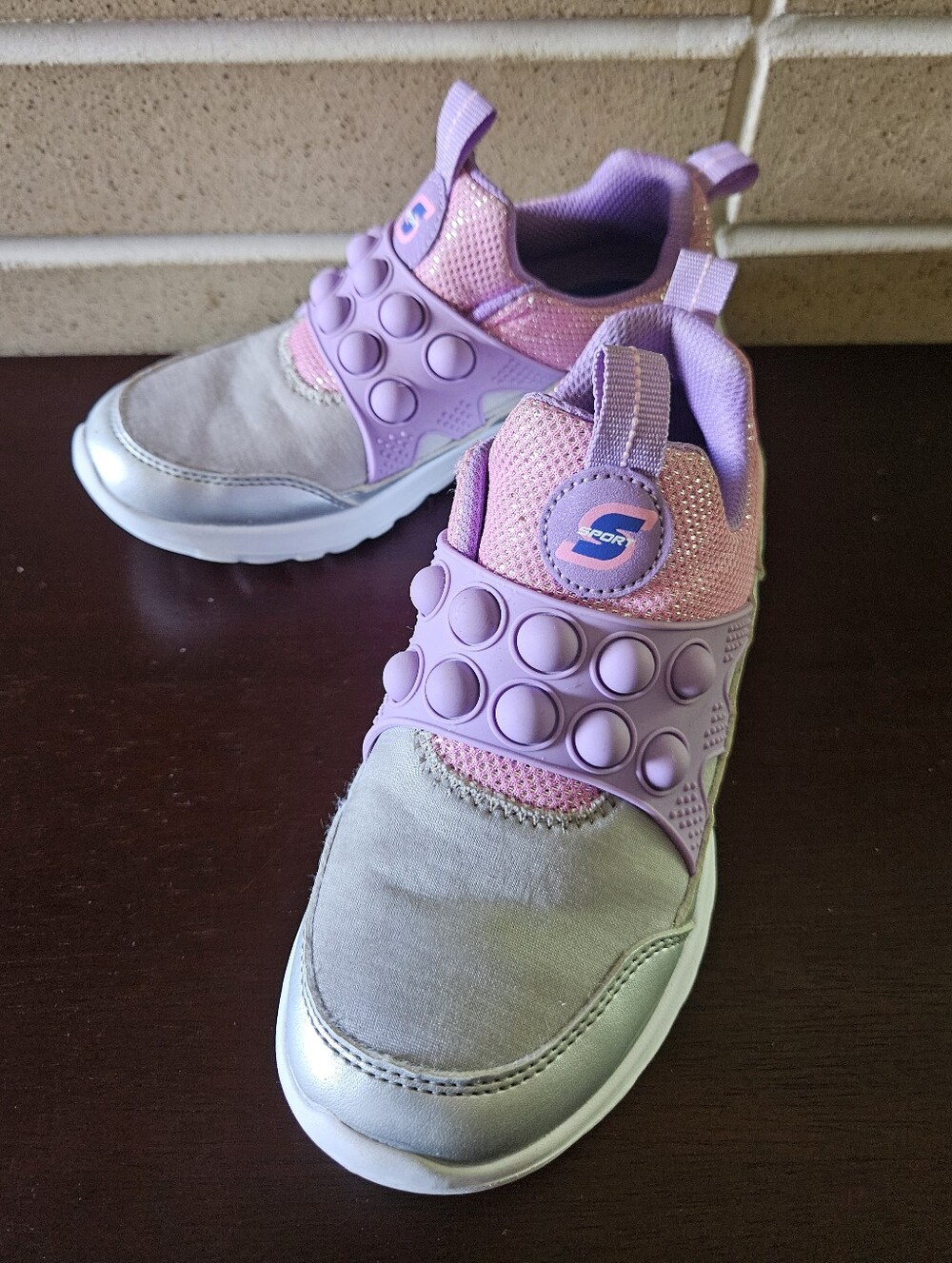 Skechers | Pop It Slip-On Sneakers | Size 13 | Girls | Silver | Pink | Purple